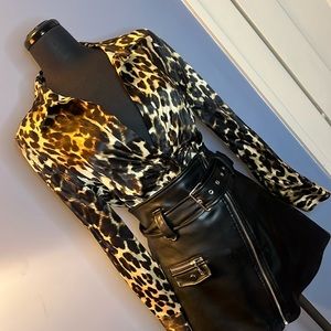 ZARA Leopard printed satin blouse